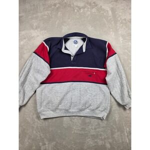 Vtg Greenline International Sweatshirt Mens L Gray Red Blue Colorblock *Read